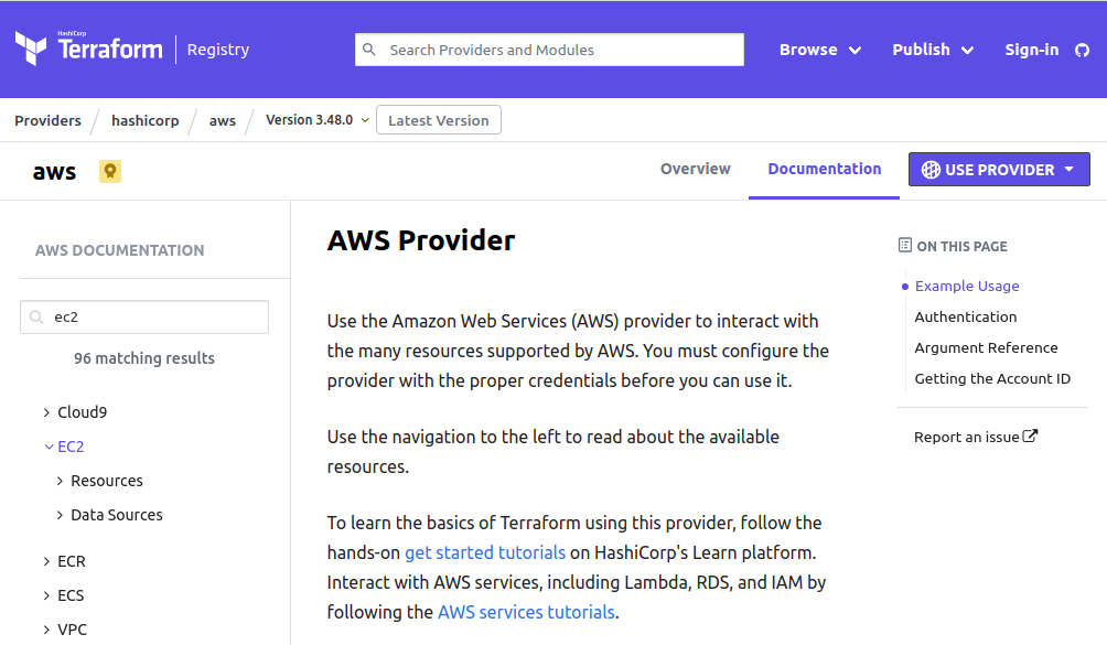 AWS Provider Documentation